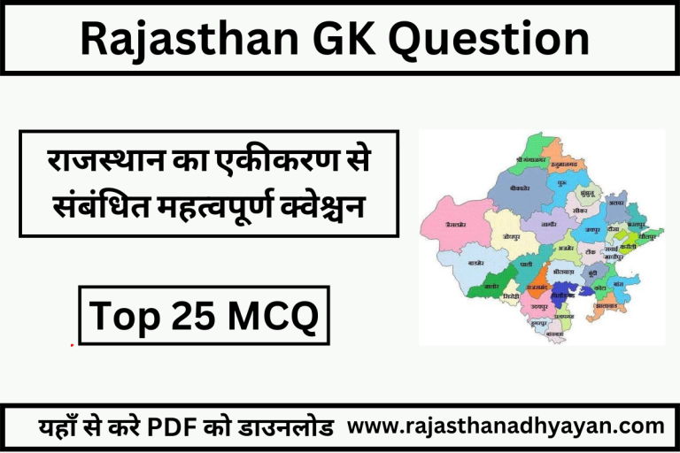 राजस्थान का एकीकरण से संबंधित क्वेश्चन